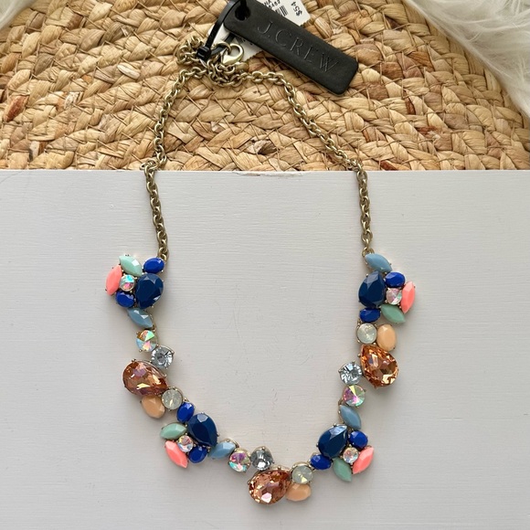 J CREW NWT Crystal Paint Party Necklace • Spring Pastel Jeweled 18” + 3” Factory - Picture 2 of 10